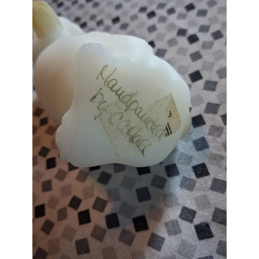 Fenton Glass Duck Duckling Hand Painted Artist Signed Floral with Gems